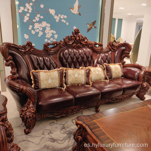 Sofá de sala de estar de estilo europeo de cuero de fábrica